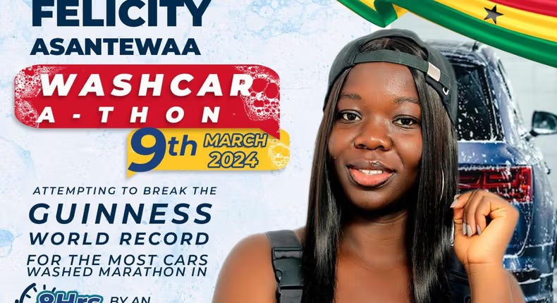 Ghanaian Car Enthusiast Felicity Asantewaa Washes Her Way into Guinness World Records.
