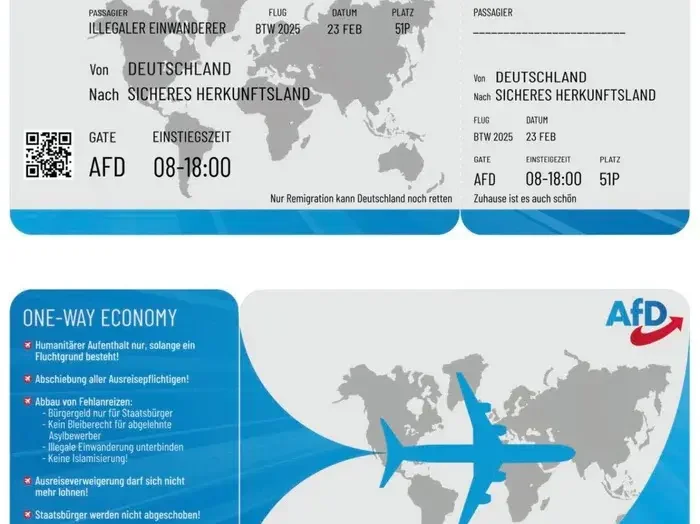 Germany Far-Right Political Party AfD Send Fake Deportation Tickets To Immigrants Postal Address.
