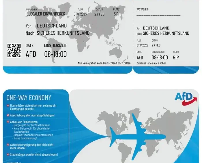 Germany Far-Right Political Party AfD Send Fake Deportation Tickets To Immigrants Postal Address.